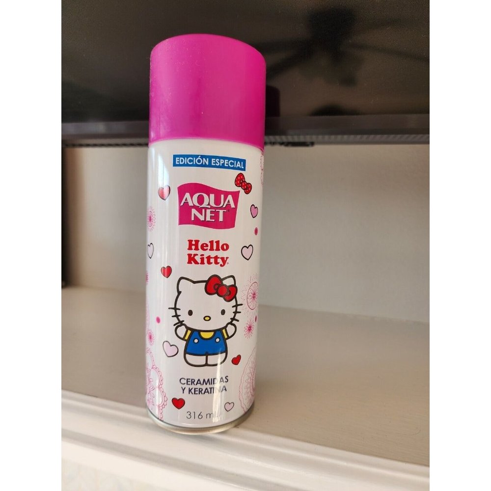 Hello Kitty Aqua Net Hair Spray CERAMIDAS Y KERATINA 316 Ml Special Edition NEW
